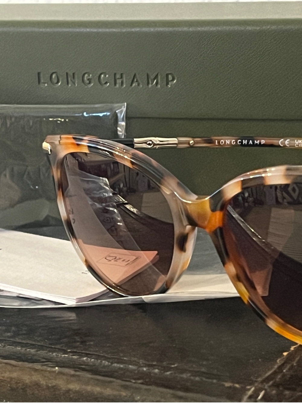 Longchamp Tortoise Shell Cat-Eye Sunglasses with Brown Lenses